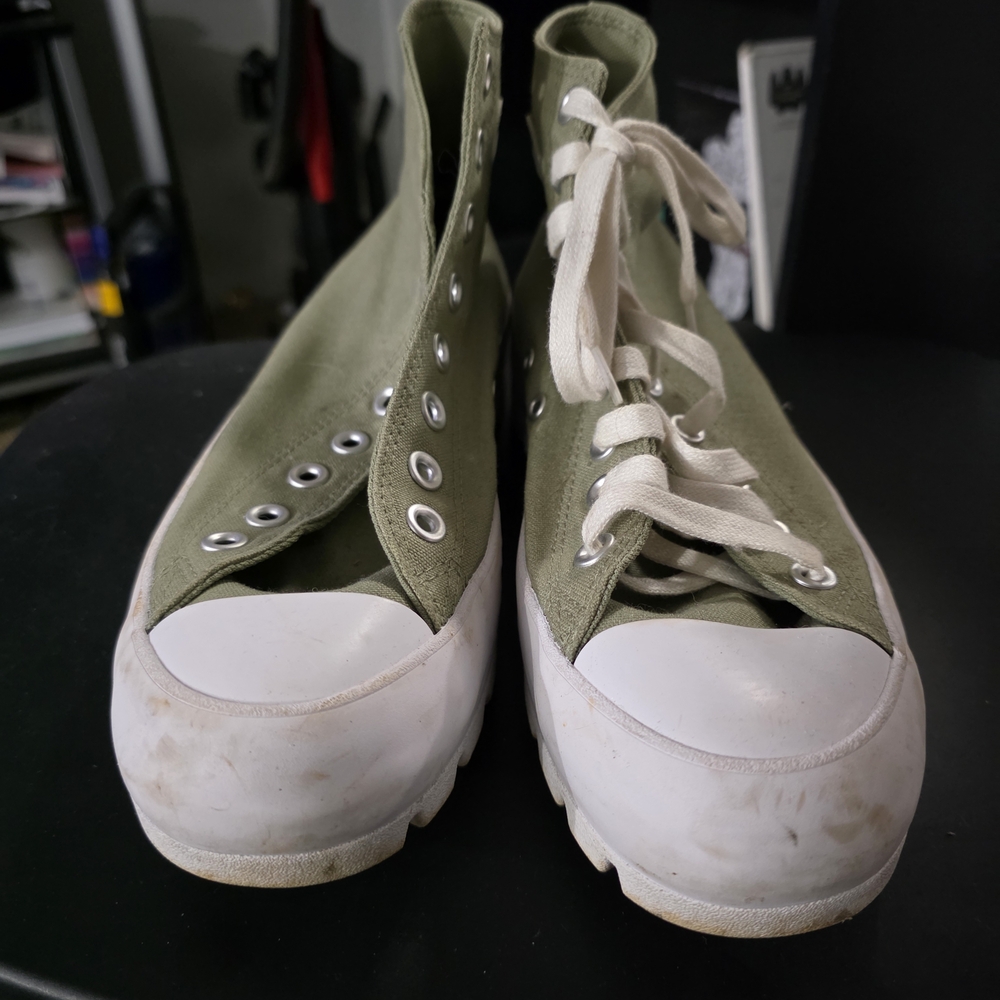 Olive Green High-Top Platform Sneakers - Picture 1 of 5